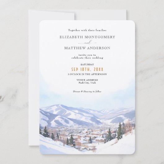 Invitation Park City, Mariage de l'Utah (Devant)