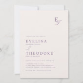 Invitation Parker Lavender Élégant Mariage Monogramme (Devant)