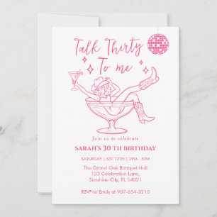 Invitation Parle-moi trente ans Anniversaire Fille rétro Fête