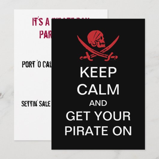 Invitation Parler Comme Une Fête De Pirate (Devant / Derrière)