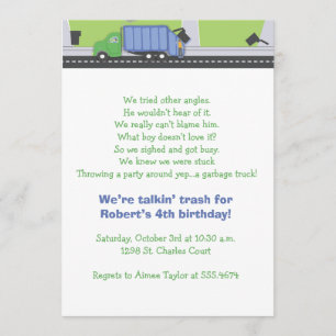 Invitation Parler d'ordures Anniversaire