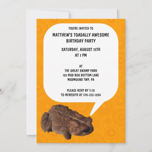 Invitation Parler Toad Toadally Magnifique fête d'anniversair (Devant)
