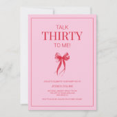 Invitation Parlez 30 à moi Moderne Élégant rose Trente Annive (Devant)