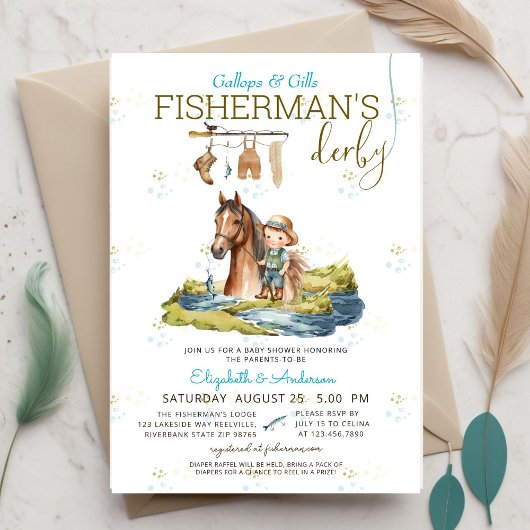 Invitation Parlez à moi Rustic Fisherman's Derby Baby shower