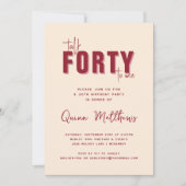 Invitation Parlez-moi Quarty | 40e fête d'anniversaire (Devant)