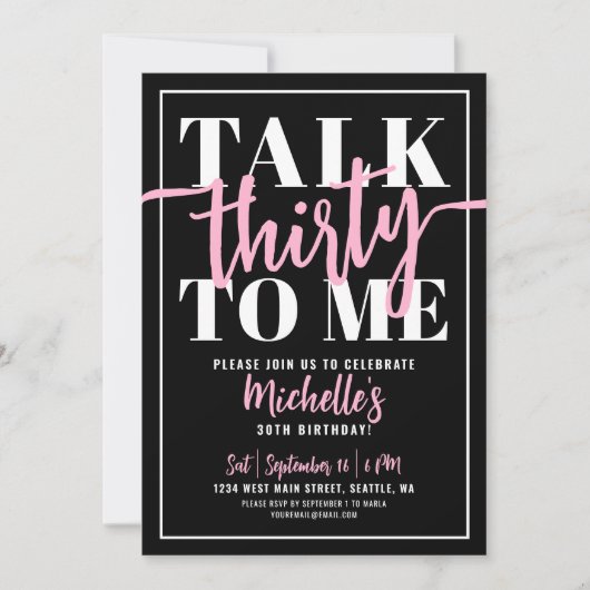 Invitation Parlez Trente à moi 30e fête d'anniversaire (Devant)