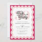 Invitation Parlez trente à moi rose curvy Retro 30e anniversa (Devant)