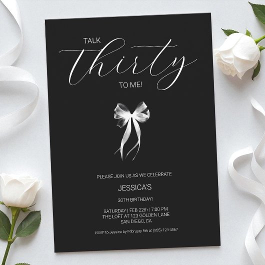 Invitation Parlez Trente pour moi Noir et Blanc 30e anniversa