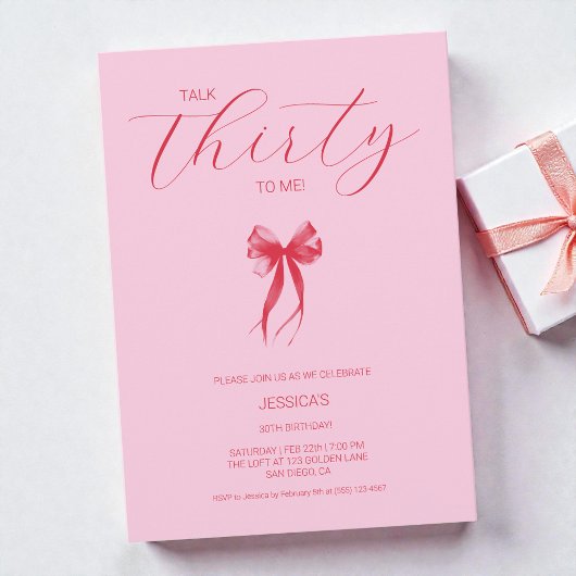 Invitation Parlez Trente pour moi rose Élégante fête du 30e a