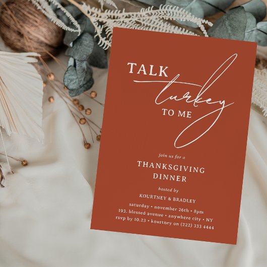 Invitation Parlons Dinde avec Moi Dîner de Thanksgiving Moder