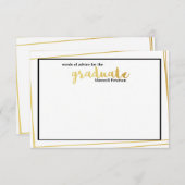 Invitation Parole de conseil moderne en blanc et or rayé (Devant / Derrière)