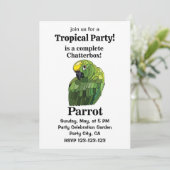 Invitation Parrot Bird Chatterbox Funny Tropical Party (Debout devant)