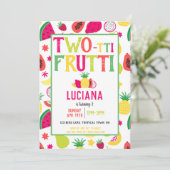 Invitation Parrot Tropical Fruits Tutti Fruit Anniversaire (Debout devant)