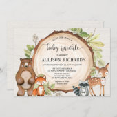 Invitation Parsemer bébé animal de forêt neutre pour le genre (Devant / Derrière)