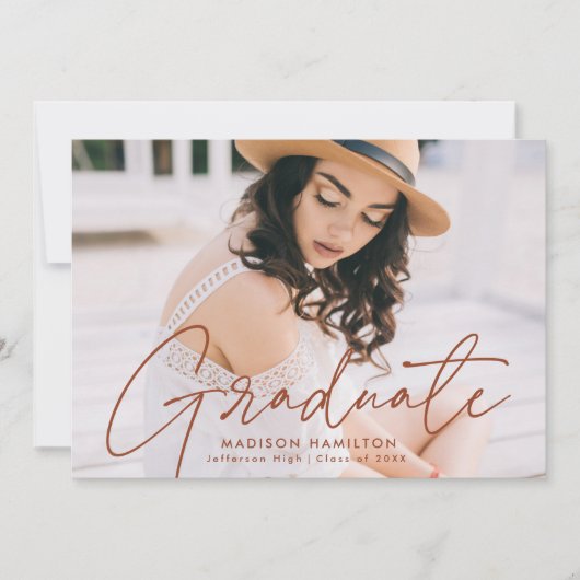 Invitation Part de photographie Terracotta de script moderne (Devant)