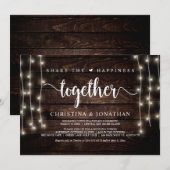 Invitation Partagez le bonheur, Dîner de mariage, Fugue amour (Devant / Derrière)