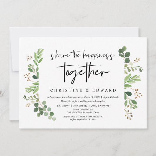 Invitation Partagez le bonheur ensemble, Mariage Intime (Devant)