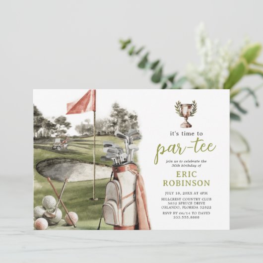Invitation Partee Golf Adult Birthday (Debout devant)