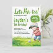 Invitation Partez au golf à thème Watercolor Boy Anniversaire (Debout devant)