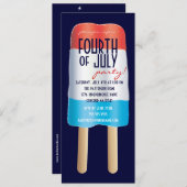 Invitation Parti 4 juillet Bombpop Rouge Bleu Bleu (Devant / Derrière)