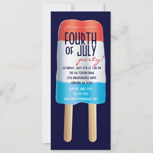 Invitation Parti 4 juillet Bombpop Rouge Bleu Bleu (Devant)