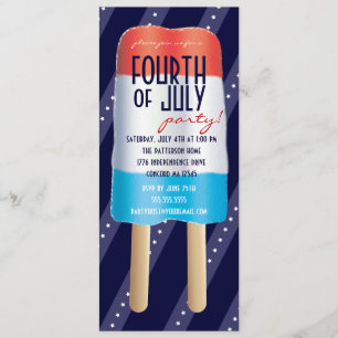 Invitation Parti 4 juillet Bombpop Rouge Bleu Bleu