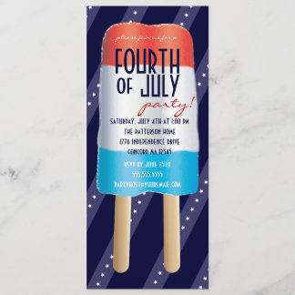 Invitation Parti 4 juillet Bombpop Rouge Bleu Bleu