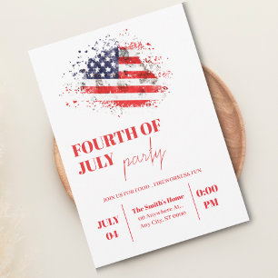 Invitation Parti 4 juillet du drapeau patriotique américain