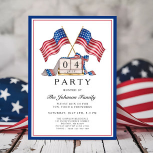Invitation Parti 4 juillet du drapeau patriotique américain