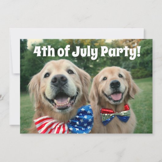 Invitation Parti 4 juillet Golden Retriever (Devant)