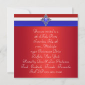 Invitation Parti 4 juillet patriotique bleu rouge (Dos)