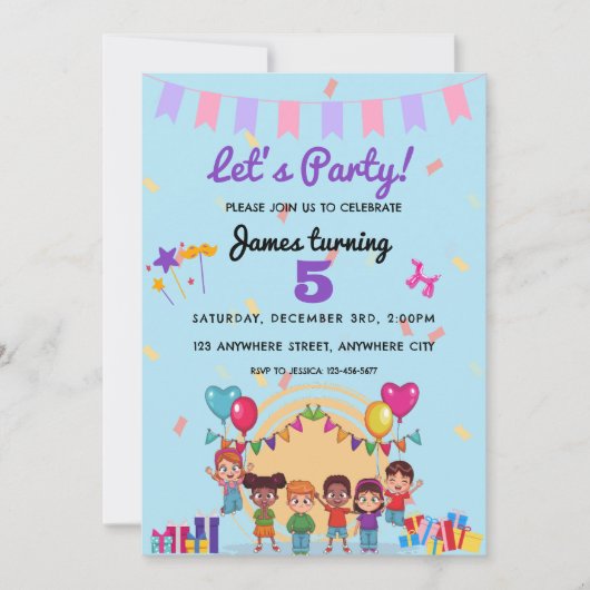 Invitation Parti Anniversaire de enfant (Devant)