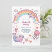 Invitation Parti Anniversaire de enfant arc-en-ciel mignon Ax (Debout devant)