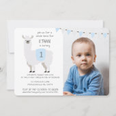 Invitation Parti Anniversaire de enfant Blue & Ivory Cute Lla (Devant)