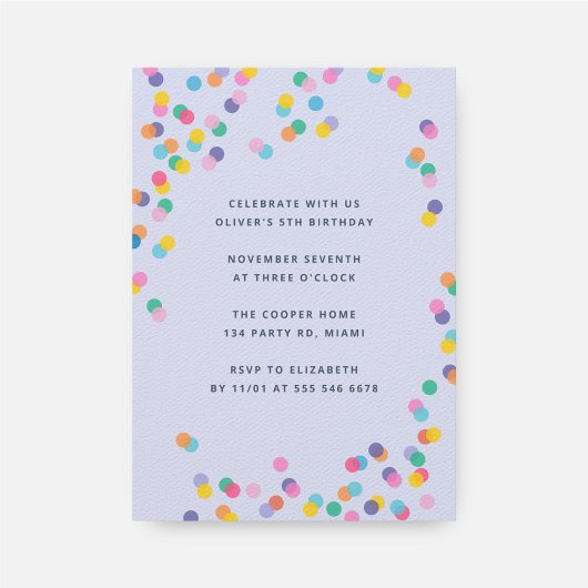 Invitation Parti Anniversaire de enfant Confetti couleur lava