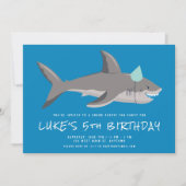 Invitation Parti Anniversaire de enfant Cool bleu requin (Devant)