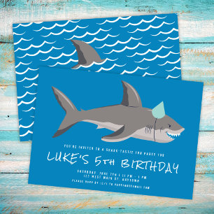 Invitation Parti Anniversaire de enfant Cool bleu requin