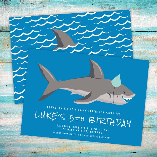 Invitation Parti Anniversaire de enfant Cool bleu requin
