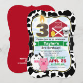 Invitation Parti Anniversaire de enfant d'animaux de ferme (Devant / Derrière)