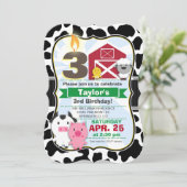 Invitation Parti Anniversaire de enfant d'animaux de ferme (Debout devant)