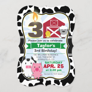 Invitation Parti Anniversaire de enfant d'animaux de ferme