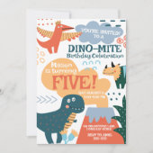 Invitation Parti Anniversaire de enfant de Cute Dinosaur (Devant)
