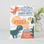 Invitation Parti Anniversaire de enfant de Cute Dinosaur (Debout devant)