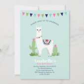 Invitation Parti Anniversaire de enfant de Cute Llama (Devant)