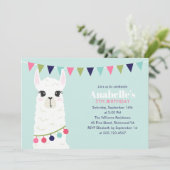 Invitation Parti Anniversaire de enfant de Cute Llama (Debout devant)