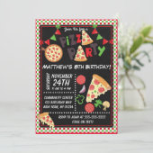 Invitation Parti Anniversaire de enfant de la fête de la pizz (Debout devant)