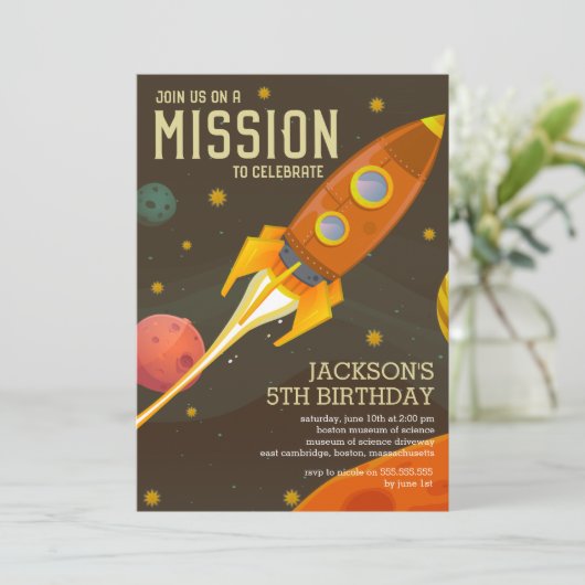 Invitation Parti Anniversaire de enfant de la mission spatial (Debout devant)