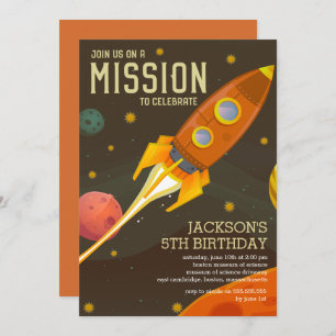 Invitation Parti Anniversaire de enfant de la mission spatial