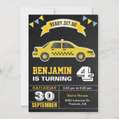 Invitation Parti Anniversaire de enfant de taxi jaune (Devant)
