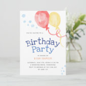 Invitation Parti Anniversaire de enfant des ballons (Debout devant)